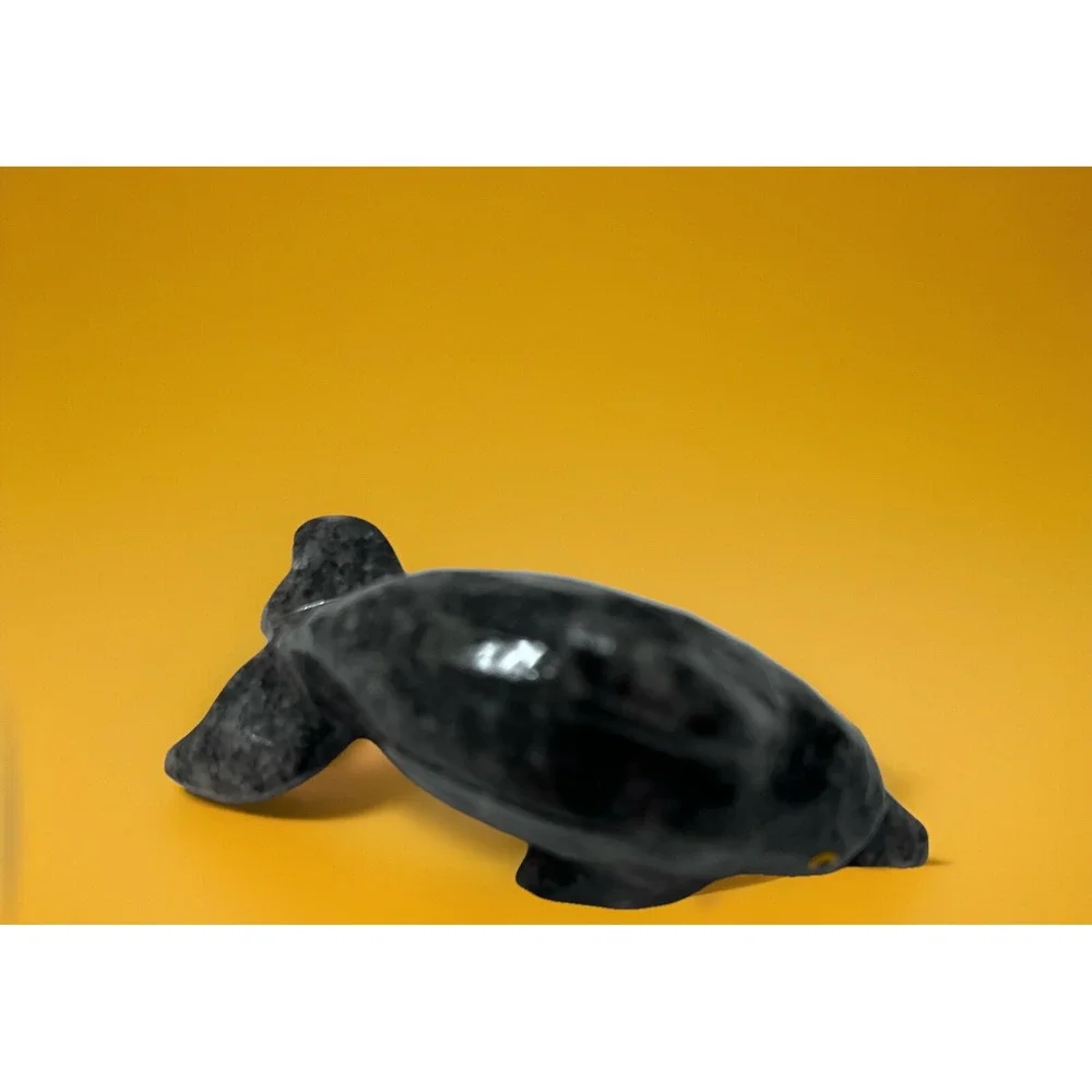 Dolphin Stone‎ Carved Animal Natural Rock Mineral Carving Mini Dark Gray Grey